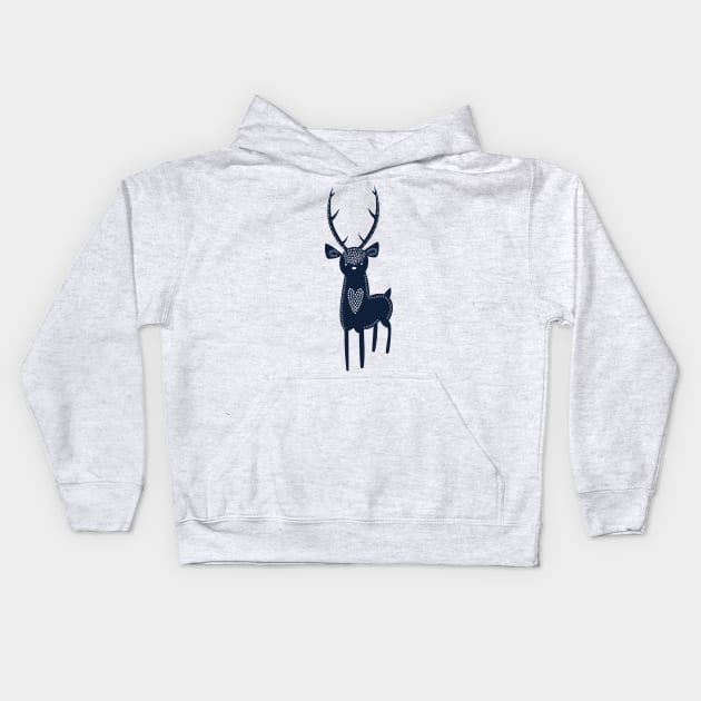 Tribal Woodland Deer Kids Hoodie by krimons